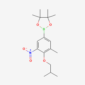 molecular formula C17H26BNO5 B7957588 4,4,5,5-Tetramethyl-2-[3-methyl-4-(2-methylpropoxy)-5-nitrophenyl]-1,3,2-dioxaborolane 