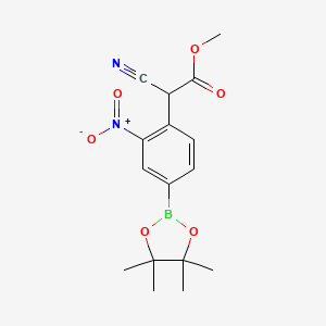molecular formula C16H19BN2O6 B7957628 Methyl 2-cyano-2-[2-nitro-4-(tetramethyl-1,3,2-dioxaborolan-2-yl)phenyl]acetate 