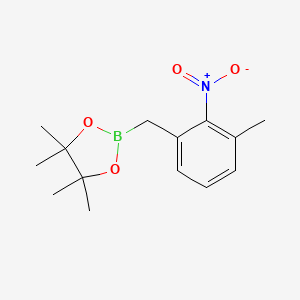 molecular formula C14H20BNO4 B7957651 4,4,5,5-Tetramethyl-2-[(3-methyl-2-nitrophenyl)methyl]-1,3,2-dioxaborolane 