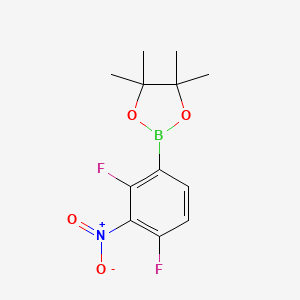 molecular formula C12H14BF2NO4 B7957653 2-(2,4-Difluoro-3-nitrophenyl)-4,4,5,5-tetramethyl-1,3,2-dioxaborolane 