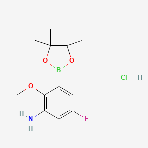 molecular formula C13H20BClFNO3 B7957654 5-Fluoro-2-methoxy-3-(tetramethyl-1,3,2-dioxaborolan-2-yl)aniline hydrochloride 