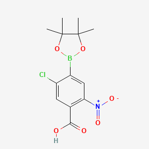 molecular formula C13H15BClNO6 B7957670 5-Chloro-2-nitro-4-(tetramethyl-1,3,2-dioxaborolan-2-yl)benzoic acid 