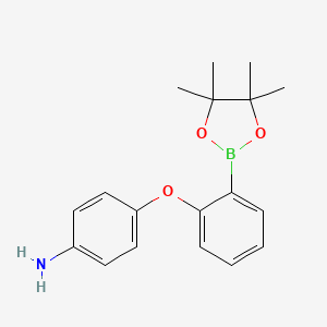 molecular formula C18H22BNO3 B7957682 4-[2-(Tetramethyl-1,3,2-dioxaborolan-2-yl)phenoxy]aniline 