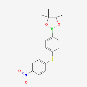 molecular formula C18H20BNO4S B7957691 4,4,5,5-Tetramethyl-2-(4-((4-nitrophenyl)thio)phenyl)-1,3,2-dioxaborolane 