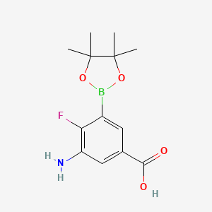 molecular formula C13H17BFNO4 B7957704 3-Amino-4-fluoro-5-(tetramethyl-1,3,2-dioxaborolan-2-yl)benzoic acid 