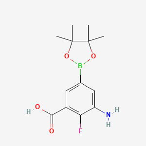 molecular formula C13H17BFNO4 B7957705 3-Amino-2-fluoro-5-(tetramethyl-1,3,2-dioxaborolan-2-yl)benzoic acid 