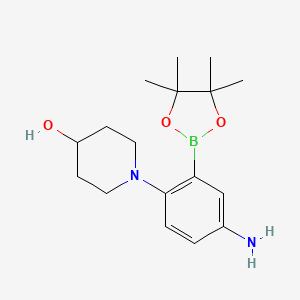 molecular formula C17H27BN2O3 B7957706 1-[4-Amino-2-(tetramethyl-1,3,2-dioxaborolan-2-yl)phenyl]piperidin-4-ol 