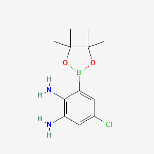 molecular formula C12H18BClN2O2 B7957711 5-Chloro-3-(tetramethyl-1,3,2-dioxaborolan-2-yl)benzene-1,2-diamine 