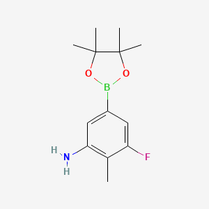 molecular formula C13H19BFNO2 B7957723 3-Fluoro-2-methyl-5-(tetramethyl-1,3,2-dioxaborolan-2-yl)aniline 