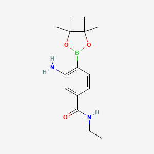 molecular formula C15H23BN2O3 B7957729 3-Amino-N-ethyl-4-(tetramethyl-1,3,2-dioxaborolan-2-yl)benzamide 