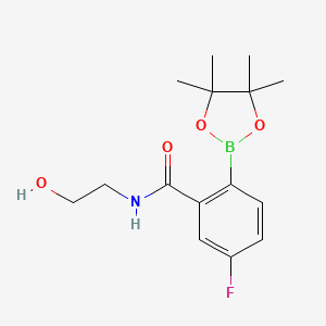 molecular formula C15H21BFNO4 B7957842 5-Fluoro-n-(2-hydroxyethyl)-2-(tetramethyl-1,3,2-dioxaborolan-2-yl)benzamide 