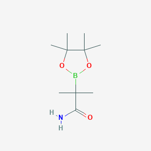 molecular formula C10H20BNO3 B7957848 2-Methyl-2-(tetramethyl-1,3,2-dioxaborolan-2-yl)propanamide 