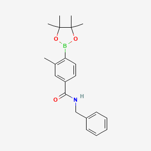 molecular formula C21H26BNO3 B7957857 N-Benzyl-3-methyl-4-(tetramethyl-1,3,2-dioxaborolan-2-yl)benzamide 