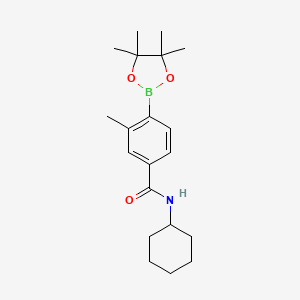 molecular formula C20H30BNO3 B7957890 N-Cyclohexyl-3-methyl-4-(tetramethyl-1,3,2-dioxaborolan-2-yl)benzamide 