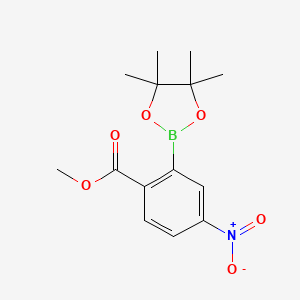 molecular formula C14H18BNO6 B7957909 Methyl 4-nitro-2-(tetramethyl-1,3,2-dioxaborolan-2-yl)benzoate 