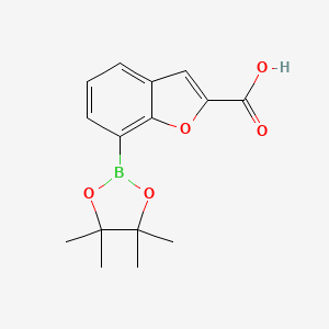 molecular formula C15H17BO5 B7957924 7-(Tetramethyl-1,3,2-dioxaborolan-2-yl)-1-benzofuran-2-carboxylic acid 