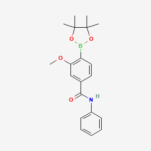 molecular formula C20H24BNO4 B7957948 3-Methoxy-n-phenyl-4-(tetramethyl-1,3,2-dioxaborolan-2-yl)benzamide 