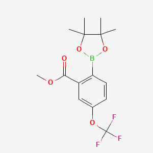 molecular formula C15H18BF3O5 B7957958 Methyl 2-(tetramethyl-1,3,2-dioxaborolan-2-yl)-5-(trifluoromethoxy)benzoate 