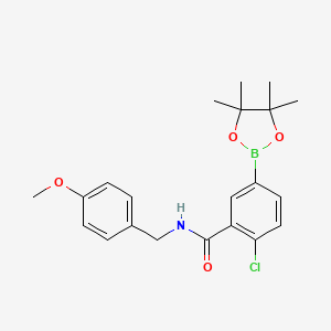 molecular formula C21H25BClNO4 B7957983 2-Chloro-n-[(4-methoxyphenyl)methyl]-5-(tetramethyl-1,3,2-dioxaborolan-2-yl)benzamide 