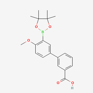 molecular formula C20H23BO5 B7958013 3-[4-Methoxy-3-(tetramethyl-1,3,2-dioxaborolan-2-yl)phenyl]benzoic acid 