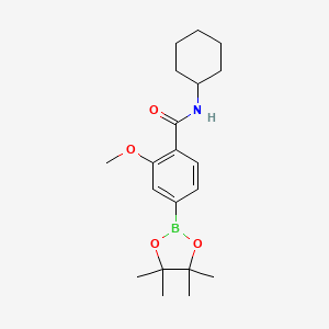 molecular formula C20H30BNO4 B7958048 N-Cyclohexyl-2-methoxy-4-(tetramethyl-1,3,2-dioxaborolan-2-yl)benzamide 