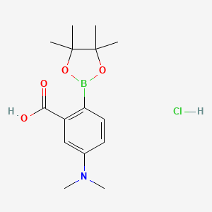molecular formula C15H23BClNO4 B7958114 5-(Dimethylamino)-2-(tetramethyl-1,3,2-dioxaborolan-2-yl)benzoic acid hydrochloride 