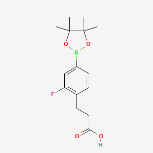 molecular formula C15H20BFO4 B7958123 3-[2-Fluoro-4-(tetramethyl-1,3,2-dioxaborolan-2-yl)phenyl]propanoic acid 