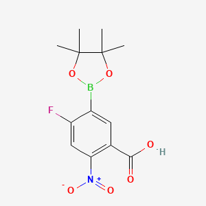 molecular formula C13H15BFNO6 B7958126 4-Fluoro-2-nitro-5-(tetramethyl-1,3,2-dioxaborolan-2-yl)benzoic acid 