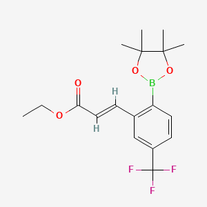 molecular formula C18H22BF3O4 B7958128 Ethyl (2e)-3-[2-(tetramethyl-1,3,2-dioxaborolan-2-yl)-5-(trifluoromethyl)phenyl]prop-2-enoate 