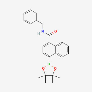 molecular formula C24H26BNO3 B7958137 N-Benzyl-4-(tetramethyl-1,3,2-dioxaborolan-2-yl)naphthalene-1-carboxamide 