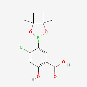 molecular formula C13H16BClO5 B7958195 4-Chloro-2-hydroxy-5-(tetramethyl-1,3,2-dioxaborolan-2-yl)benzoic acid 