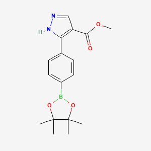 molecular formula C17H21BN2O4 B7958278 Methyl 3-[4-(tetramethyl-1,3,2-dioxaborolan-2-yl)phenyl]-1H-pyrazole-4-carboxylate 