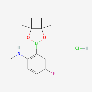molecular formula C13H20BClFNO2 B7958326 4-Fluoro-N-methyl-2-(tetramethyl-1,3,2-dioxaborolan-2-yl)aniline hydrochloride 