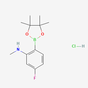 molecular formula C13H20BClFNO2 B7958327 5-Fluoro-N-methyl-2-(tetramethyl-1,3,2-dioxaborolan-2-yl)aniline hydrochloride 