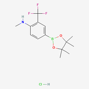 molecular formula C14H20BClF3NO2 B7958333 N-Methyl-4-(tetramethyl-1,3,2-dioxaborolan-2-yl)-2-(trifluoromethyl)aniline hydrochloride 