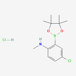 molecular formula C13H20BCl2NO2 B7958337 4-Chloro-N-methyl-2-(tetramethyl-1,3,2-dioxaborolan-2-yl)aniline hydrochloride 