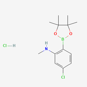 molecular formula C13H20BCl2NO2 B7958338 5-Chloro-N-methyl-2-(tetramethyl-1,3,2-dioxaborolan-2-yl)aniline hydrochloride 