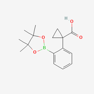 molecular formula C16H21BO4 B7958349 1-[2-(Tetramethyl-1,3,2-dioxaborolan-2-yl)phenyl]cyclopropane-1-carboxylic acid 