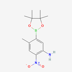molecular formula C13H19BN2O4 B7958358 4-Methyl-2-nitro-5-(tetramethyl-1,3,2-dioxaborolan-2-yl)aniline 