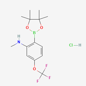 molecular formula C14H20BClF3NO3 B7958367 N-Methyl-2-(tetramethyl-1,3,2-dioxaborolan-2-yl)-5-(trifluoromethoxy)aniline hydrochloride 