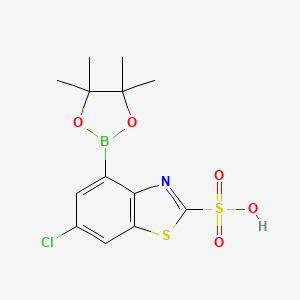molecular formula C13H15BClNO5S2 B7958380 6-Chloro-4-(tetramethyl-1,3,2-dioxaborolan-2-yl)-1,3-benzothiazole-2-sulfonic acid 