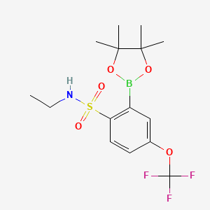 molecular formula C15H21BF3NO5S B7958402 N-Ethyl-2-(tetramethyl-1,3,2-dioxaborolan-2-yl)-4-(trifluoromethoxy)benzenesulfonamide 