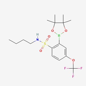molecular formula C17H25BF3NO5S B7958404 N-Butyl-2-(tetramethyl-1,3,2-dioxaborolan-2-yl)-4-(trifluoromethoxy)benzenesulfonamide 
