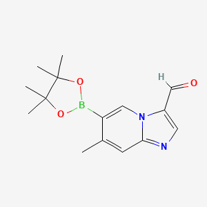 molecular formula C15H19BN2O3 B7958435 7-Methyl-6-(tetramethyl-1,3,2-dioxaborolan-2-yl)imidazo[1,2-a]pyridine-3-carbaldehyde 