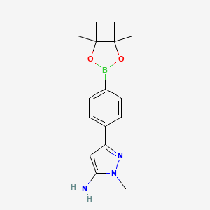 molecular formula C16H22BN3O2 B7958448 2-Methyl-5-[4-(tetramethyl-1,3,2-dioxaborolan-2-yl)phenyl]pyrazol-3-amine 