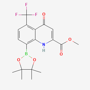 molecular formula C18H19BF3NO5 B7958452 Methyl 4-hydroxy-8-(tetramethyl-1,3,2-dioxaborolan-2-yl)-5-(trifluoromethyl)quinoline-2-carboxylate 