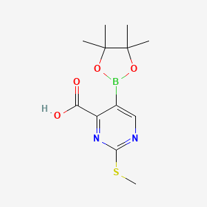 molecular formula C12H17BN2O4S B7958513 2-(Methylsulfanyl)-5-(tetramethyl-1,3,2-dioxaborolan-2-yl)pyrimidine-4-carboxylic acid 