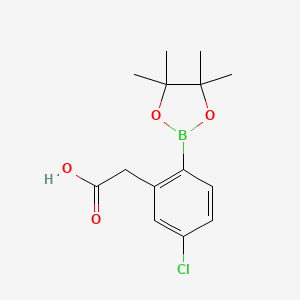 molecular formula C14H18BClO4 B7958539 2-[5-Chloro-2-(tetramethyl-1,3,2-dioxaborolan-2-yl)phenyl]acetic acid 