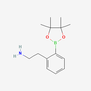 molecular formula C14H22BNO2 B7958555 2-[2-(Tetramethyl-1,3,2-dioxaborolan-2-yl)phenyl]ethan-1-amine 