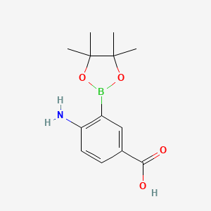 molecular formula C13H18BNO4 B7958591 4-Amino-3-(tetramethyl-1,3,2-dioxaborolan-2-yl)benzoic acid 